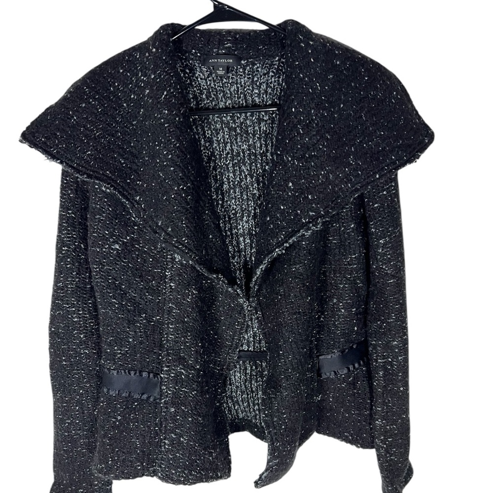 Ann Taylor Open Draped Waterfall Shawl Collar Cardigan Sweater Jacket Size M